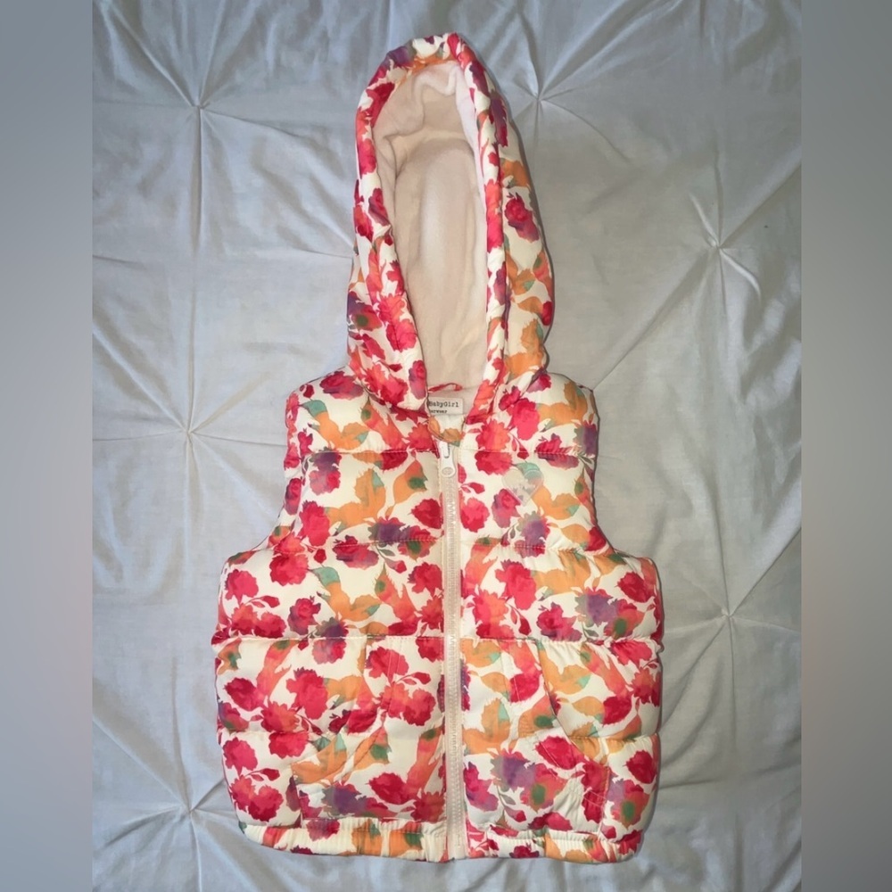 NWOT ZARA Baby Girl Colorful Watercolor Printed Puffer Vest SIZE 12/18 MONTH